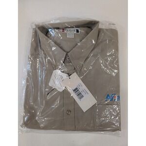 Mens Clique Button Down Shirt XXL‎ Tan Aflac Logo Scotchgard New in Bag